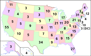 Number of electors for each of the 50 states as of 2006